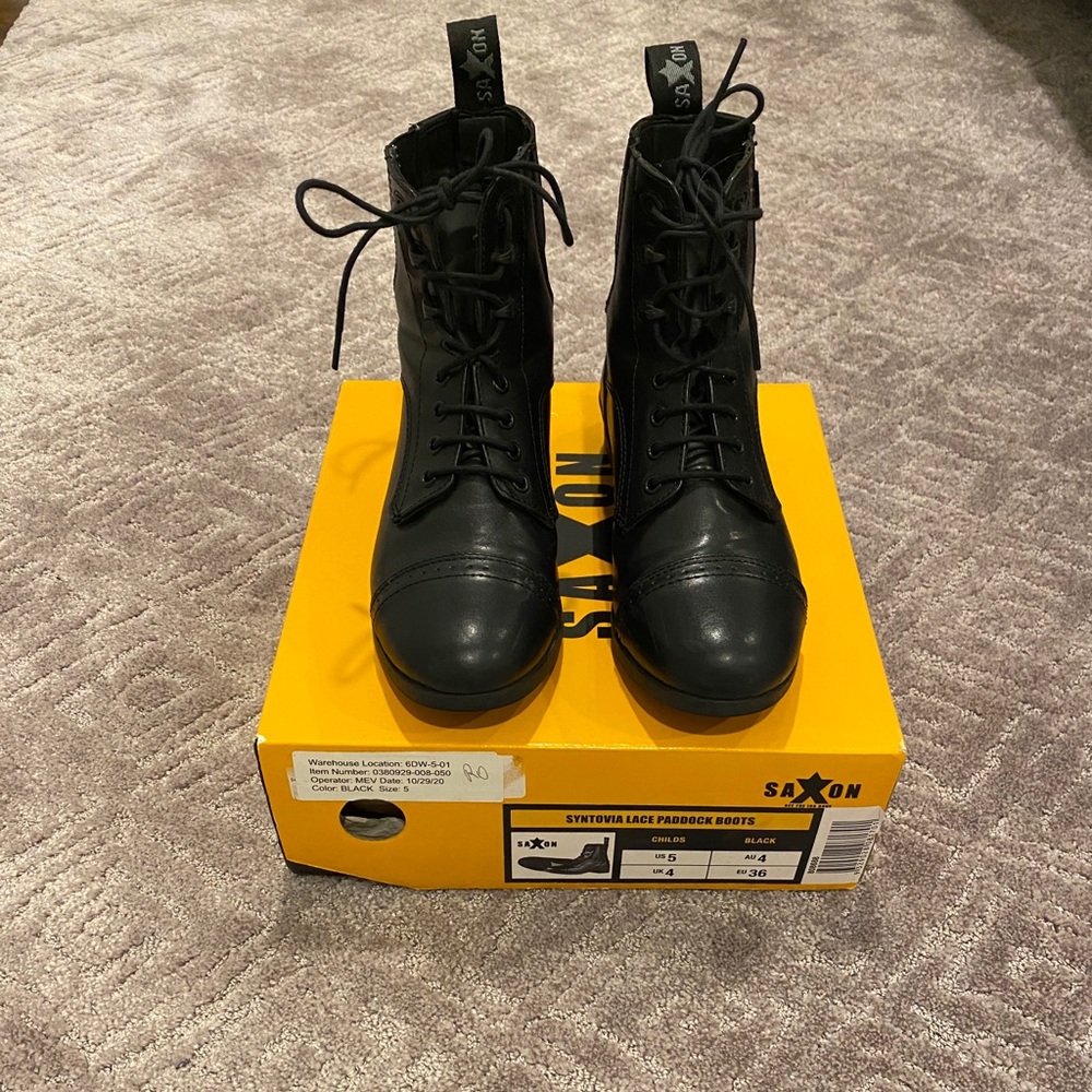 Saxon Syntovia Black LaceUp Horseback Riding Boots